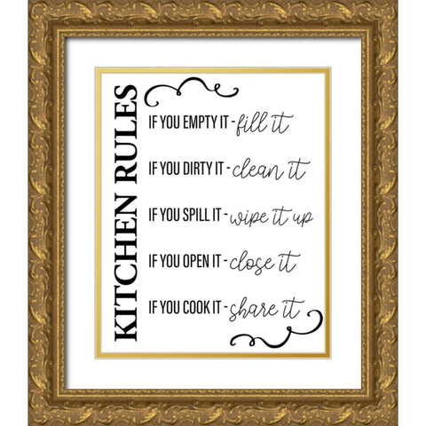 Kitchen Rules Gold Ornate Wood Framed Art Print with Double Matting by Allen, Kimberly