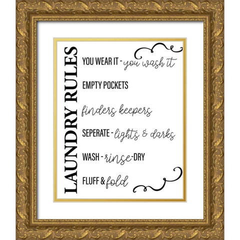 Laundry Rules Gold Ornate Wood Framed Art Print with Double Matting by Allen, Kimberly