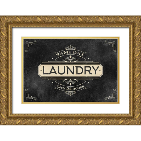Laundry Open 24 Gold Ornate Wood Framed Art Print with Double Matting by Allen, Kimberly