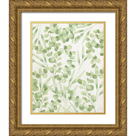 Green Leaves Gold Ornate Wood Framed Art Print with Double Matting by Allen, Kimberly