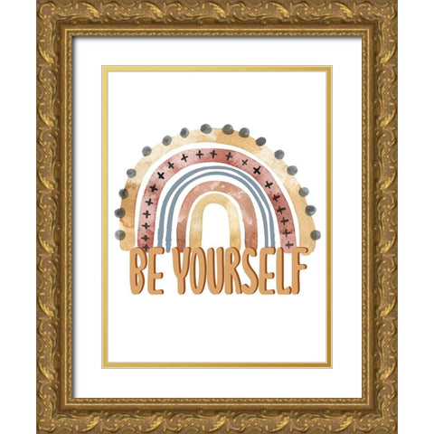 Be Yourself Rainbow Gold Ornate Wood Framed Art Print with Double Matting by Allen, Kimberly