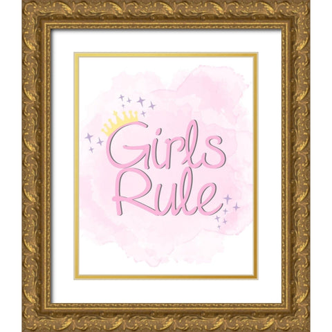 Girls Rule 1 Gold Ornate Wood Framed Art Print with Double Matting by Allen, Kimberly