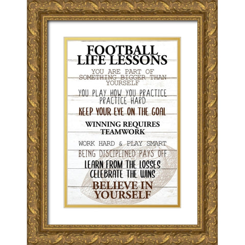 Football Life Gold Ornate Wood Framed Art Print with Double Matting by Allen, Kimberly