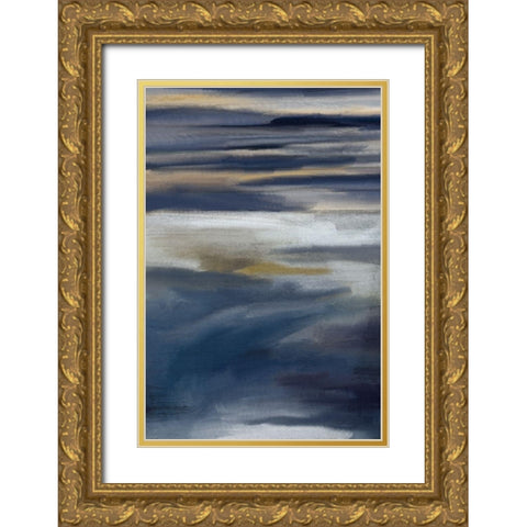 Blue Layers 2 V2 Gold Ornate Wood Framed Art Print with Double Matting by Allen, Kimberly