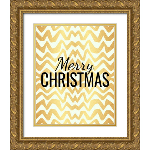 Merry Christmas Gold Ornate Wood Framed Art Print with Double Matting by Allen, Kimberly