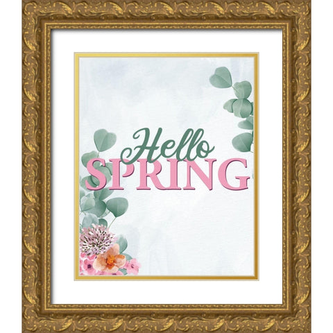 Hello Spring Gold Ornate Wood Framed Art Print with Double Matting by Allen, Kimberly