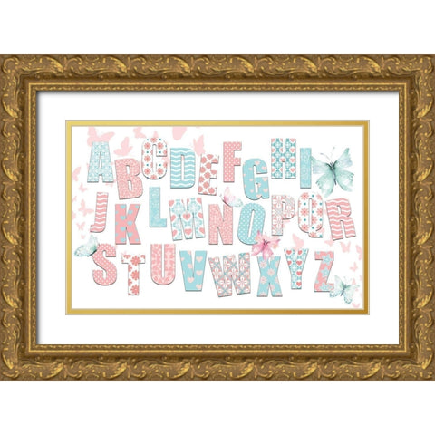 ABCs Pink Teal Gold Ornate Wood Framed Art Print with Double Matting by Allen, Kimberly