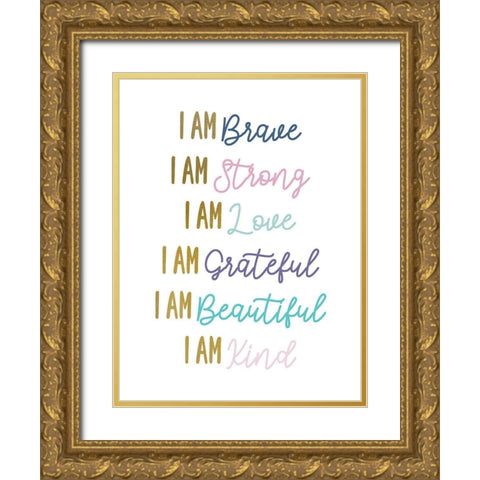 I Am Brave V2 Gold Ornate Wood Framed Art Print with Double Matting by Allen, Kimberly