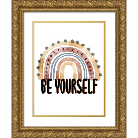 Be Yourself Rainbow V2 Gold Ornate Wood Framed Art Print with Double Matting by Allen, Kimberly