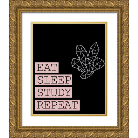 Eat Sleep Gold Ornate Wood Framed Art Print with Double Matting by Allen, Kimberly