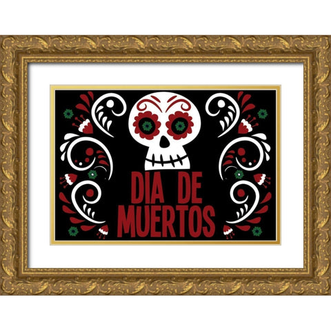 Dia De Muertos Gold Ornate Wood Framed Art Print with Double Matting by Allen, Kimberly