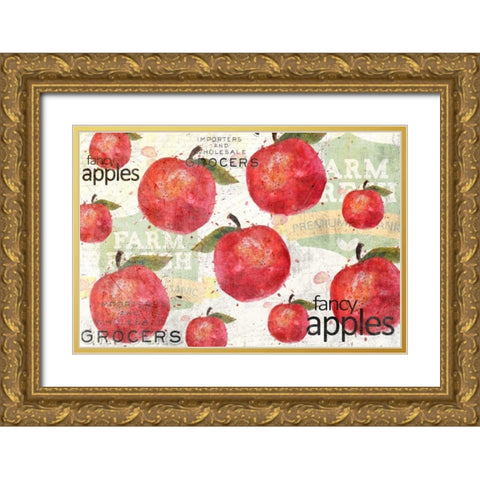 Fancy Apple Gold Ornate Wood Framed Art Print with Double Matting by Allen, Kimberly