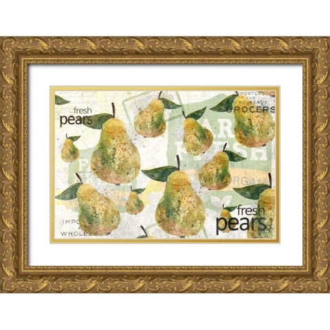 Fresh Pears Gold Ornate Wood Framed Art Print with Double Matting by Allen, Kimberly