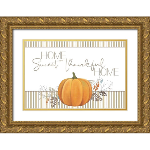Home Sweet Thankful Home V2 Gold Ornate Wood Framed Art Print with Double Matting by Allen, Kimberly
