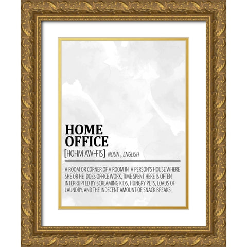 Home Office 1 Watercolor BW Gold Ornate Wood Framed Art Print with Double Matting by Allen, Kimberly