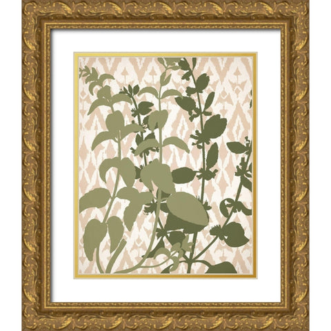 Ikat Botanical 2 Gold Ornate Wood Framed Art Print with Double Matting by Allen, Kimberly