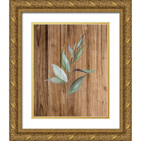 Leaf Wood 1 Gold Ornate Wood Framed Art Print with Double Matting by Allen, Kimberly