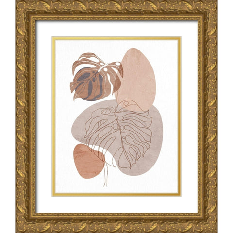 Sand Leaves 1 Gold Ornate Wood Framed Art Print with Double Matting by Allen, Kimberly
