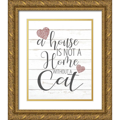 A House Cat Gold Ornate Wood Framed Art Print with Double Matting by Allen, Kimberly