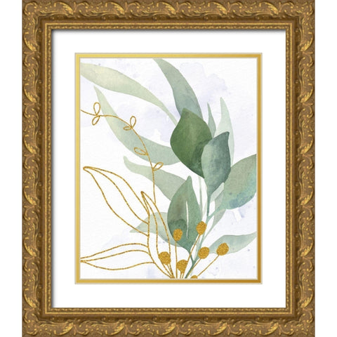 Greens 1 Gold Gold Ornate Wood Framed Art Print with Double Matting by Allen, Kimberly