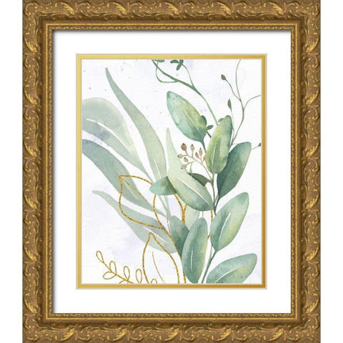 Greens 2 Gold Gold Ornate Wood Framed Art Print with Double Matting by Allen, Kimberly
