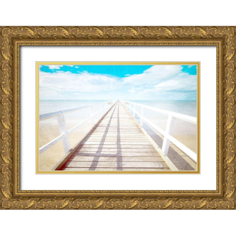 Pier Gold Ornate Wood Framed Art Print with Double Matting by Allen, Kimberly