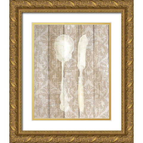 Cutlery 2 Gold Ornate Wood Framed Art Print with Double Matting by Allen, Kimberly