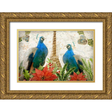 Christmas in Paris Gold Ornate Wood Framed Art Print with Double Matting by Allen, Kimberly