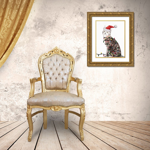 Kitten Lights 2 Gold Ornate Wood Framed Art Print with Double Matting by Allen, Kimberly