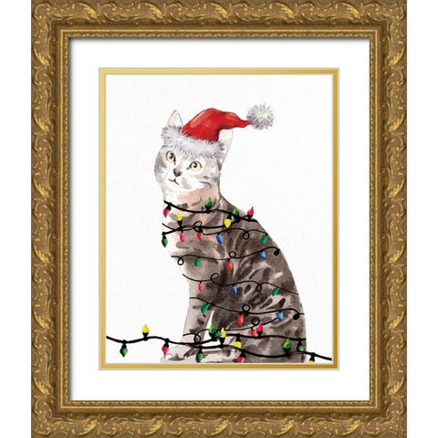 Kitten Lights 2 Gold Ornate Wood Framed Art Print with Double Matting by Allen, Kimberly