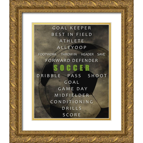 Soccer Gold Ornate Wood Framed Art Print with Double Matting by Allen, Kimberly