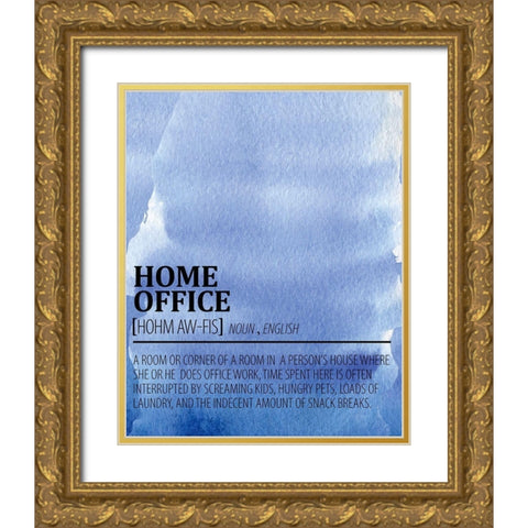 Home Office Watercolor Blue Gold Ornate Wood Framed Art Print with Double Matting by Allen, Kimberly