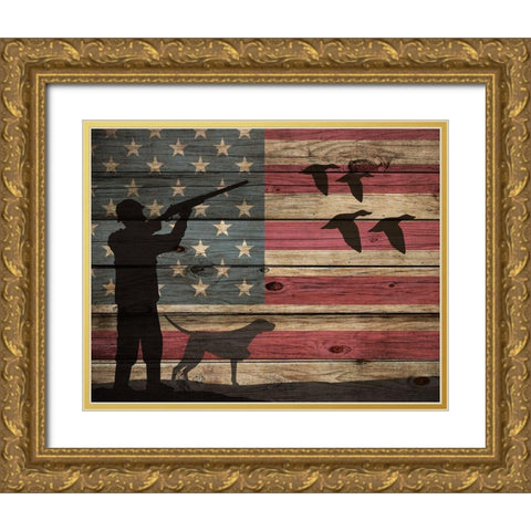 American Bird Hunt Gold Ornate Wood Framed Art Print with Double Matting by Allen, Kimberly