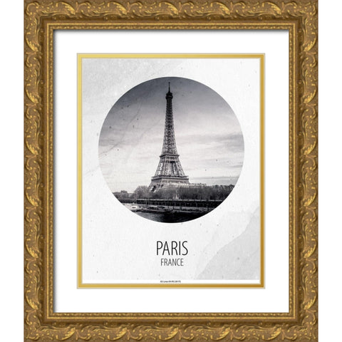 Paris France Gold Ornate Wood Framed Art Print with Double Matting by Allen, Kimberly