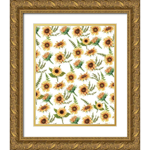 Sunflower Plaid 8 Gold Ornate Wood Framed Art Print with Double Matting by Allen, Kimberly