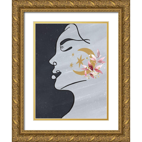 Moon Girl Gold Ornate Wood Framed Art Print with Double Matting by Allen, Kimberly