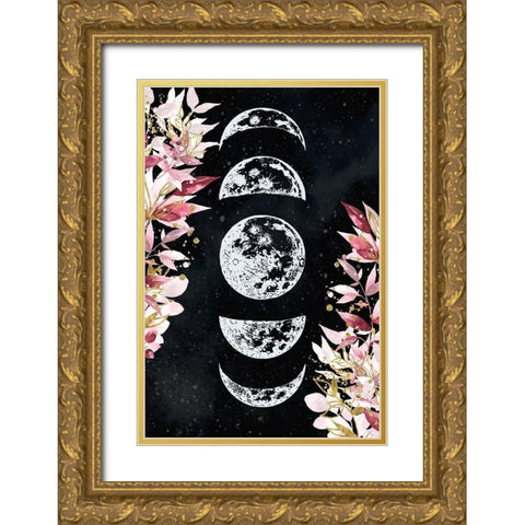 Moon Phases Gold Ornate Wood Framed Art Print with Double Matting by Allen, Kimberly