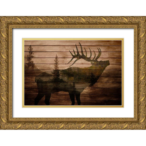 Elk Woods Gold Ornate Wood Framed Art Print with Double Matting by Allen, Kimberly