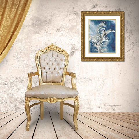 Palm Blues 1 Gold Ornate Wood Framed Art Print with Double Matting by Allen, Kimberly