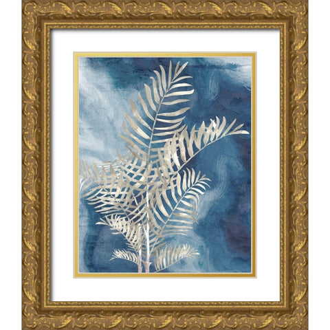 Palm Blues 1 Gold Ornate Wood Framed Art Print with Double Matting by Allen, Kimberly