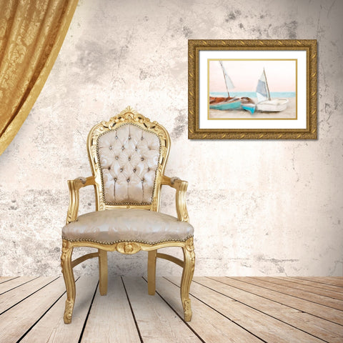 Shore Boats Gold Ornate Wood Framed Art Print with Double Matting by Allen, Kimberly