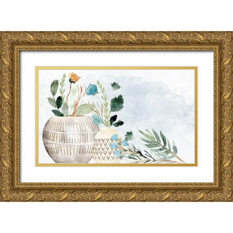 Flower Vases 1 Gold Ornate Wood Framed Art Print with Double Matting by Allen, Kimberly