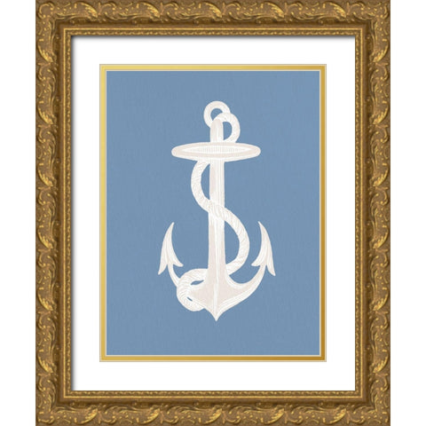 Anchors Away 1 v2 Gold Ornate Wood Framed Art Print with Double Matting by Allen, Kimberly