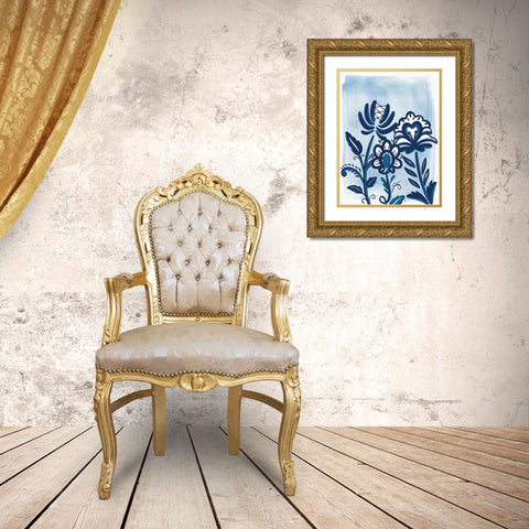 Folk Flower 2 Gold Ornate Wood Framed Art Print with Double Matting by Allen, Kimberly