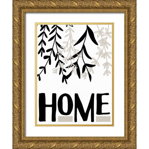 Home Leaves Gold Ornate Wood Framed Art Print with Double Matting by Allen, Kimberly