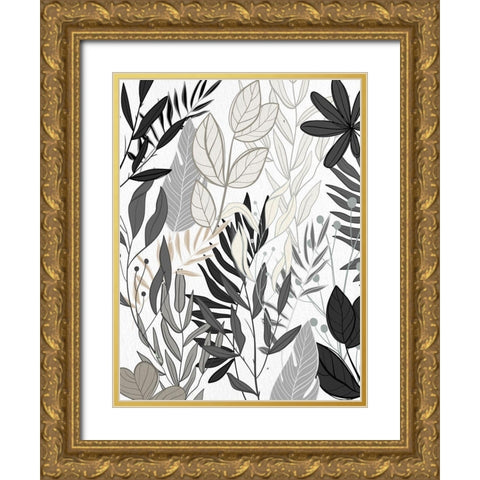 Leaf Collage 1 Gold Ornate Wood Framed Art Print with Double Matting by Allen, Kimberly