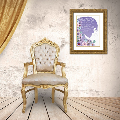 Womens Silhouette Gold Ornate Wood Framed Art Print with Double Matting by Allen, Kimberly