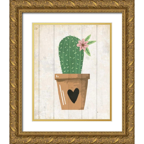 Love Cactus 2 Gold Ornate Wood Framed Art Print with Double Matting by Allen, Kimberly
