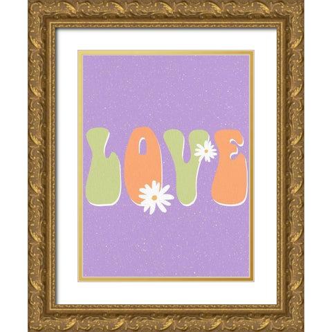 Love Daisy Gold Ornate Wood Framed Art Print with Double Matting by Allen, Kimberly