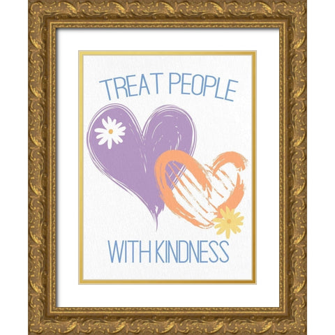 Heart Daisy 1 Gold Ornate Wood Framed Art Print with Double Matting by Allen, Kimberly